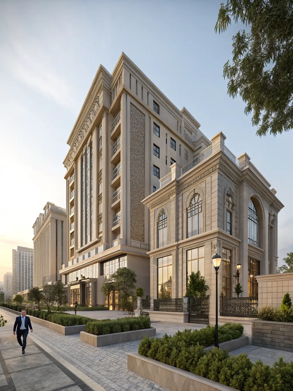 A 3D rendering of a proposed building project set within its urban context, demonstrating Atlas Geo Technologies' 3D Architectural Maps service.